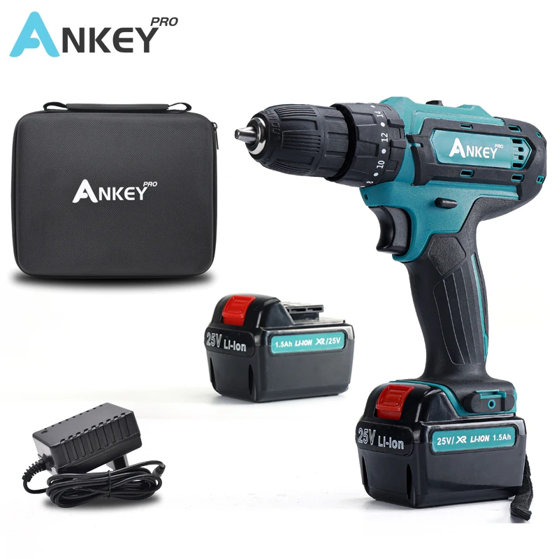 25V Electric Drill 3 Model Screwdriver Cordless Drill Hammer Power Tools Battery Charging Impact Mini Hand Drill 18+3 Settings