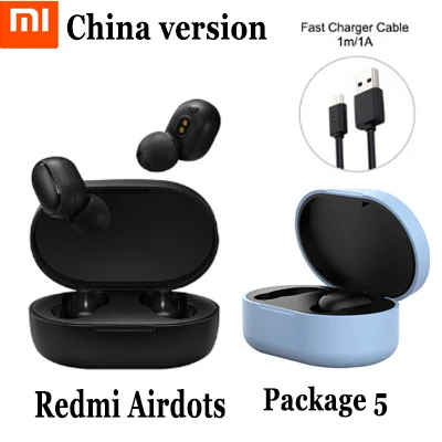 CN add set 5 Xiaomi Redmi AirDots TWS Bluetooth 5,0 беспроводные наушники для зарядки 8D Bass стерео наушники с микрофоном свободные Наушники управление AI - Цвет: CN add set 5