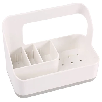 

Sink Caddy Sponge Holder - Kitchen Sink Organizer with Adjustable Compartment Dividers and Drip Drain Tray