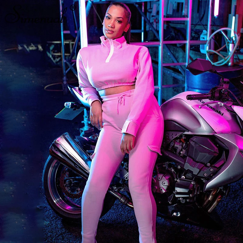 

Simenual Lounge Wear Casual Sweat Suits Women Long Sleeve Zipper Workout 2 Piece Outfit Autumn Winter Top And Pants Matching Set
