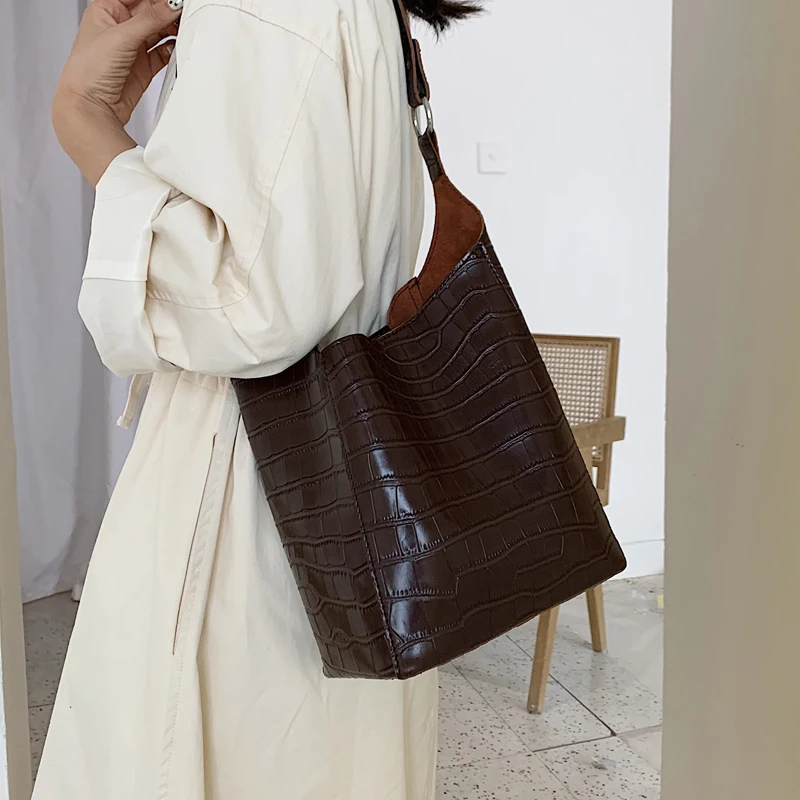 [BXX] Женская сумка через плечо, универсальная Большая вместительная композитная сумка, сумка-ведро с каменным зерном, сумка HI322