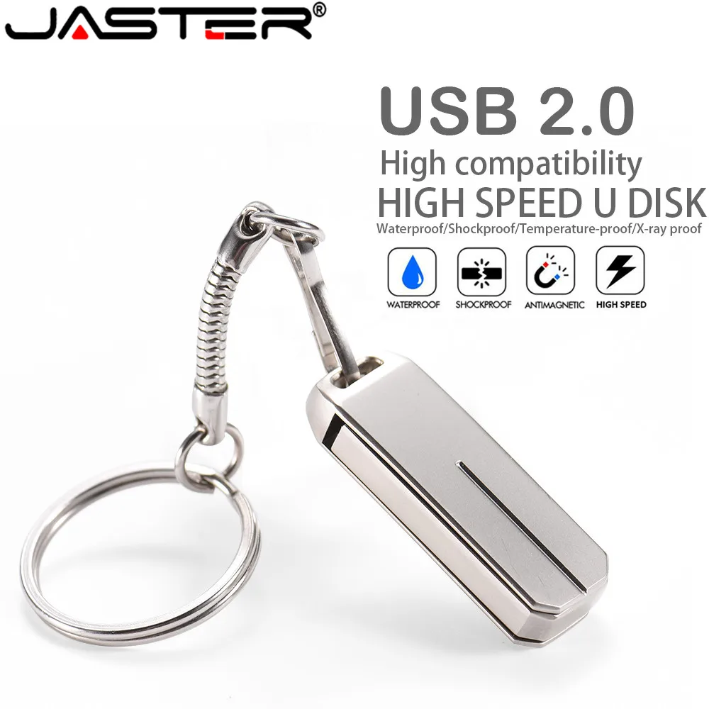 Chiavetta USB JASTER nuovissima in acciaio inossidabile 64GB 32GB Pen Drive 16GB Pendrive Memory Stick argento impermeabile regalo aziendale