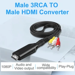 Adaptateur convertisseur Audio Full HD mâle vers mâle RCA AV vers HDMI, Mini Composite CVBS vers HDMI AV2HDMI 