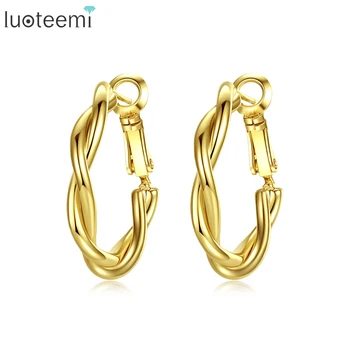 

LUOTEEMI Elegant Hoop Earrings for Women 2020 Fashion Statement Jewelry Dating Party Girlfriend Boucles D Oreille Femme Gifts