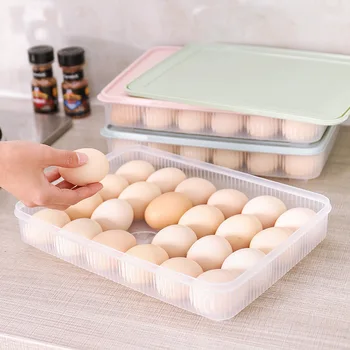 

24 Grid Egg Box Food Container Eggs Refrigerator Organizer Storage Box Crisper Home Kitchen Transparent Case Egg Box Racks