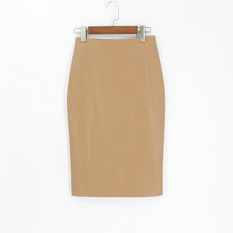Women Pu Leather Solid Hips Skirt Womens Wild Fashion Harajuku Elegant Pencil Skirts Femme Jupe