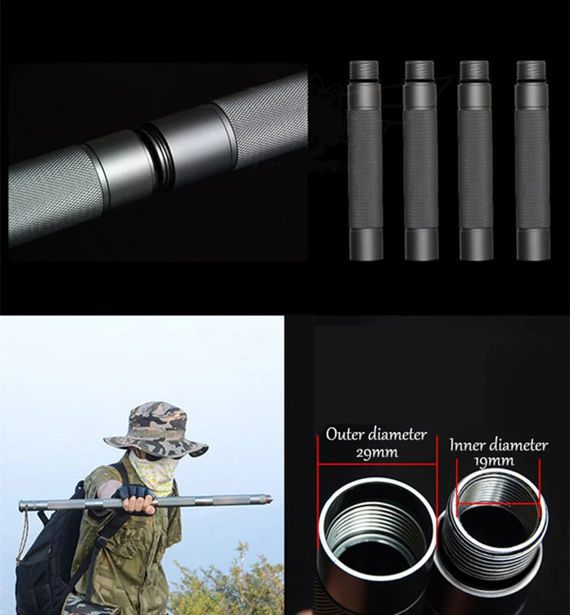 Multifunctional Outdoor Survival Tool 4 Sections Defense Tactical Walking Stick Portable Camping Alpenstock Car Emergency Tools (21)