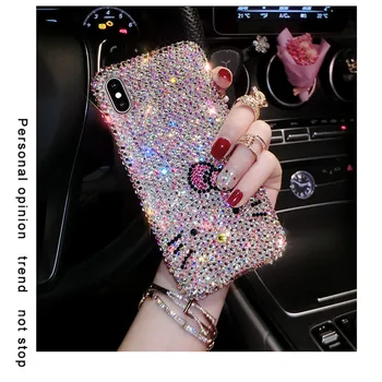 

DIY Full Bling Crystal Diamond Cute Cartoon Bowknot Cat Case Cover For Samsung Galaxy Note 10 9 8 S20 Ultra S10E S10 S9 S8 Plus
