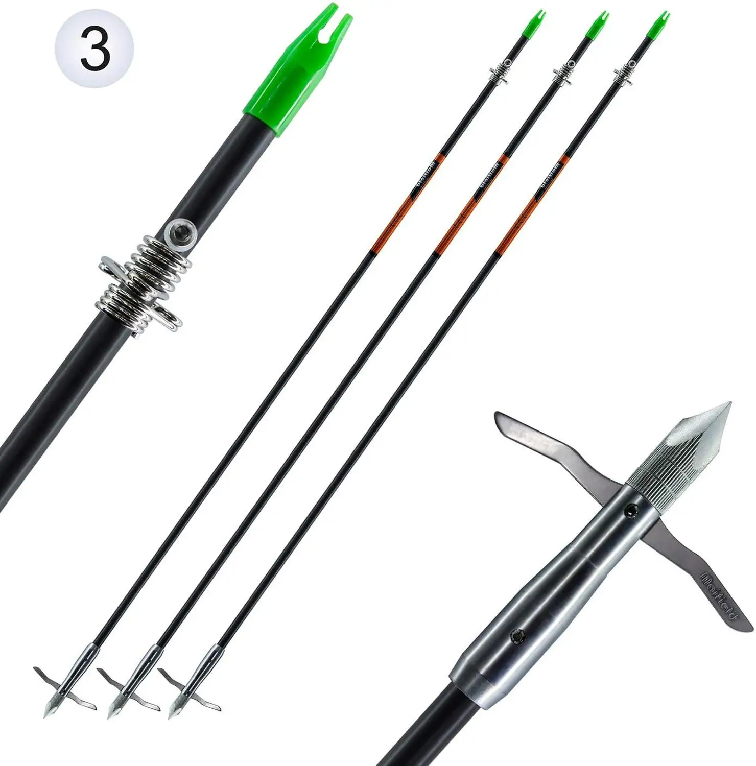 

Fishing Hunting Arrows Archery Carbon Arrows with Safety Slides 31inch 8MM Bow (Pack of 3) Risk-free Purchase