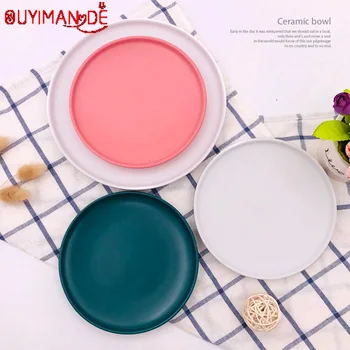 

Simple Western European Style Ceramic Plate Tableware Matte Creative Western Food Plate Pizza Plate Dessert Dessert Salad Plate