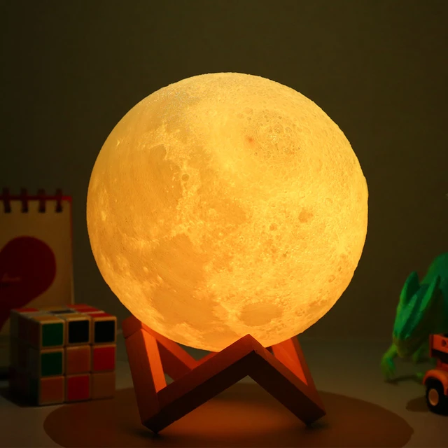 Mond Lampe Nacht licht Für home Led Luminary Kind Stimmung 3d Lampen  Mondlicht Kugel Starry Runde Schlafzimmer Zimmer Dekoration Nacht -  AliExpress