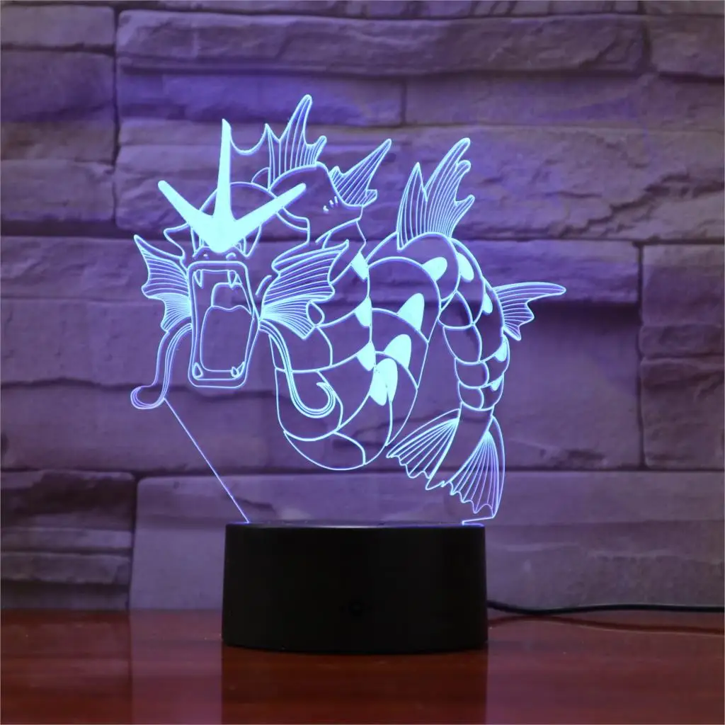 Покемон Пикачу 3D визуальная лампа цвета Изменение Оптическая иллюзия сенсорный стол светодиодный ночник отличные подарки для детей украшение дома - Испускаемый цвет: 7 Colors Changeable
