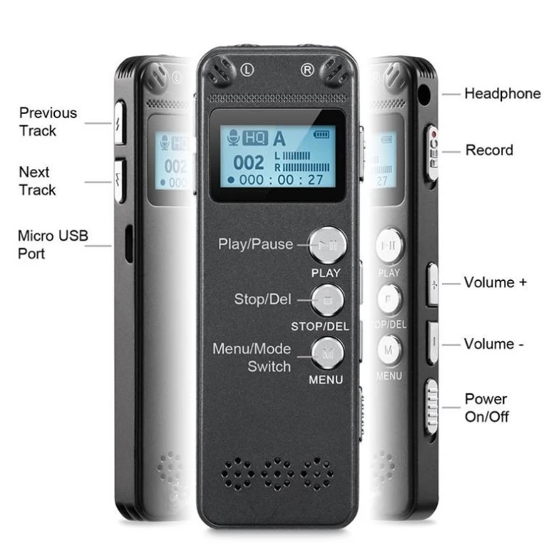 8 ГБ Цифровой диктофон записывающее аудио ручка шумоподавление MP3