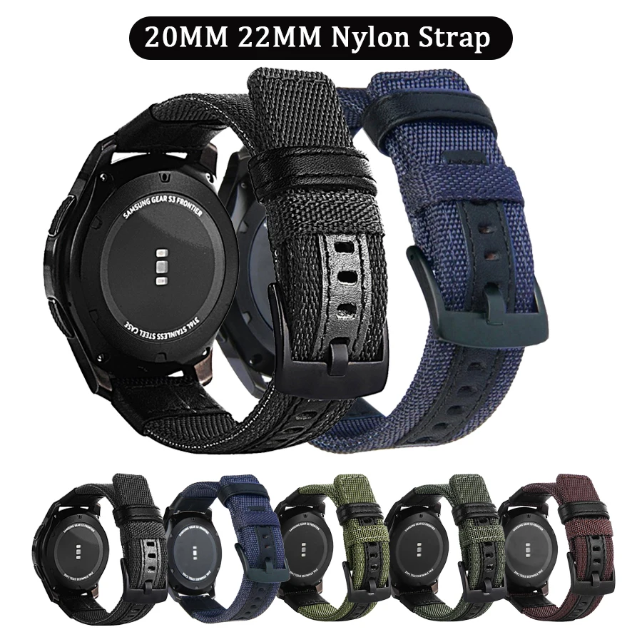 

20mm 22mm Nylon Watchband Strap for Samsung Galaxy Watch Active 42mm 46mm Gear S2 S3 Amazfit GTR Huawei GT 2 Replacement Band