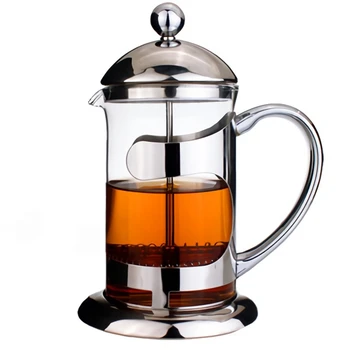 

Stainless Steel French Press Tea Pot High Temperature Resistant Glass Coffee Pot Filter Hand Maker Coffee Filtration Pressure