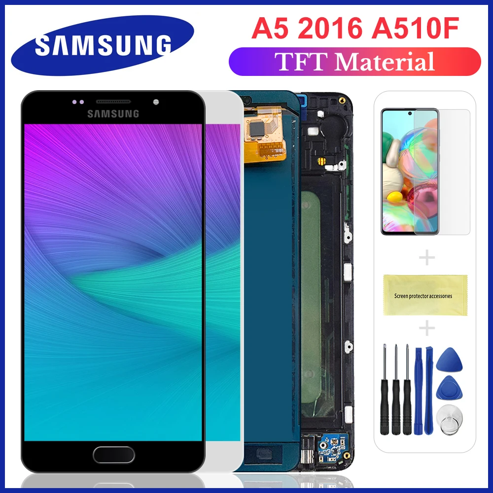 AAA + качественный ЖК дисплей для Samsung A5 2016 A510 A510F A510M SM сенсорный экран дигитайзер в