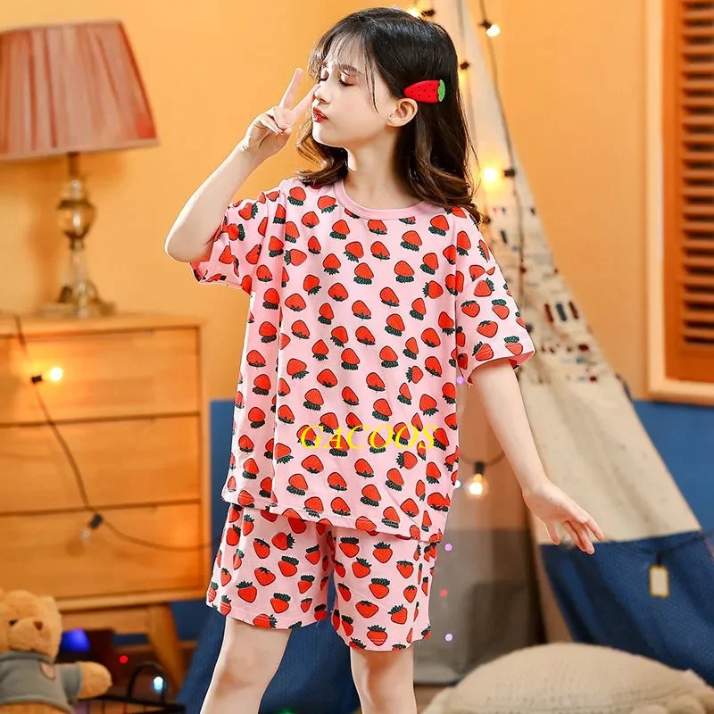 Kids Pajamas Set Kids Pajamas Pajama Sets Kids Clothing Set Teens Baby Girl Pajamas Summer Short Sleeved Cotton Pyjamas For Kids 4 6 8 10 12 14 Years