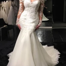 Винтажные Русалка свадебное платье с кружевной аппликацией с длинным шлейфом длинный халат де Mariage vestido de novia sirena изготовленный на заказ