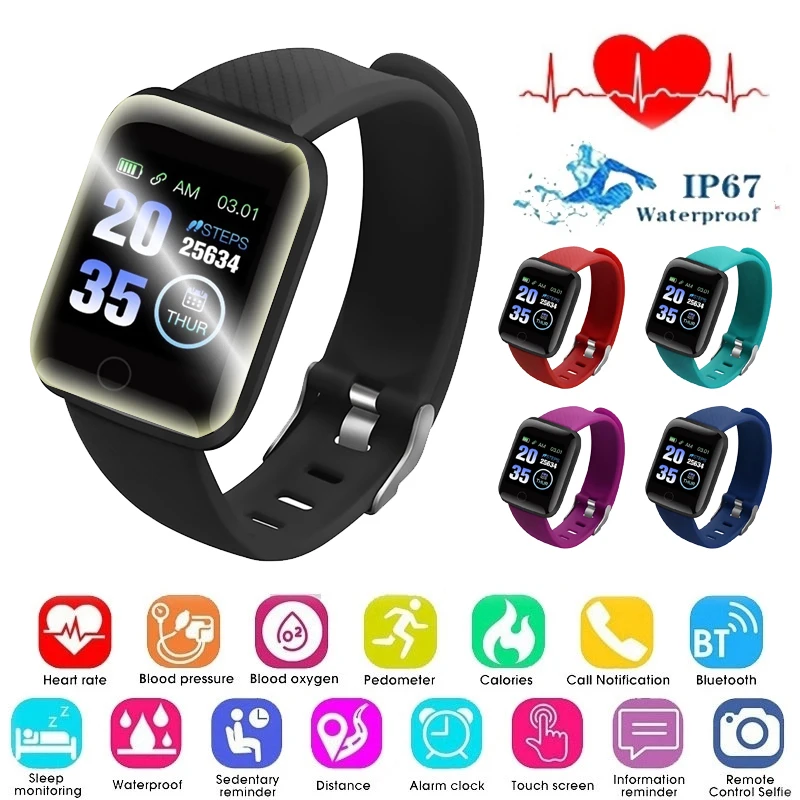 

116 Plus Smart Watch Wristband Sports Fitness Blood Pressure Heart Rate Call Message Reminder Android Pedometer D13 Smart Watch