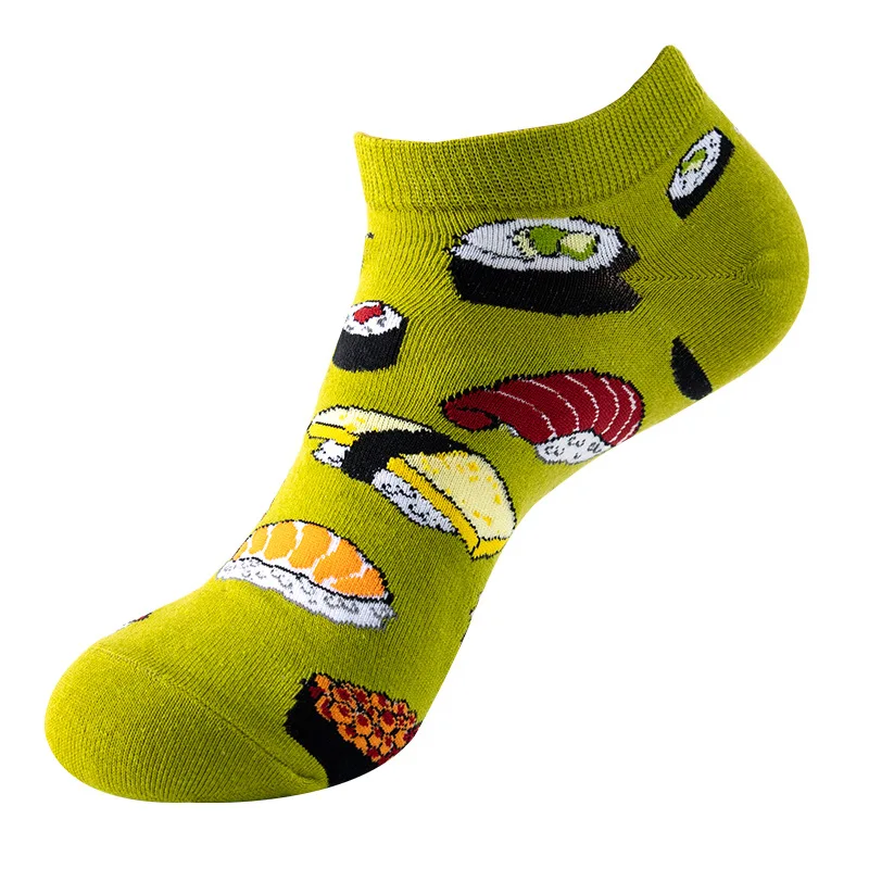 20 Colors New Fruit Short Socks Men and Women Spring and Summer Thin Boat Socks Trend Pineapple Apple Sushi Avocado Watermelon