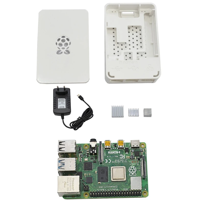 Для Raspberry Pi 4 Модель B ABS чехол 4G Оперативная память DIY Kit с белым радиатора 5V 3A Мощность адаптер для Raspberry PI 4B