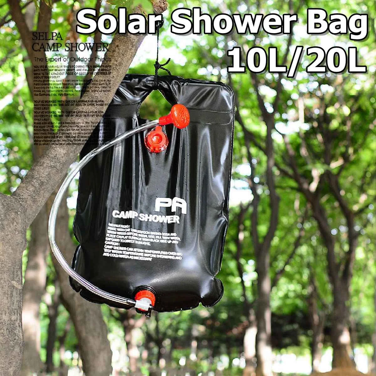 

10L 20L Portable Outdoor Camping Shower Bag Solar Heated Shower Bathing Picnic Water Bag Water Storage for Travel Hiking BBQ