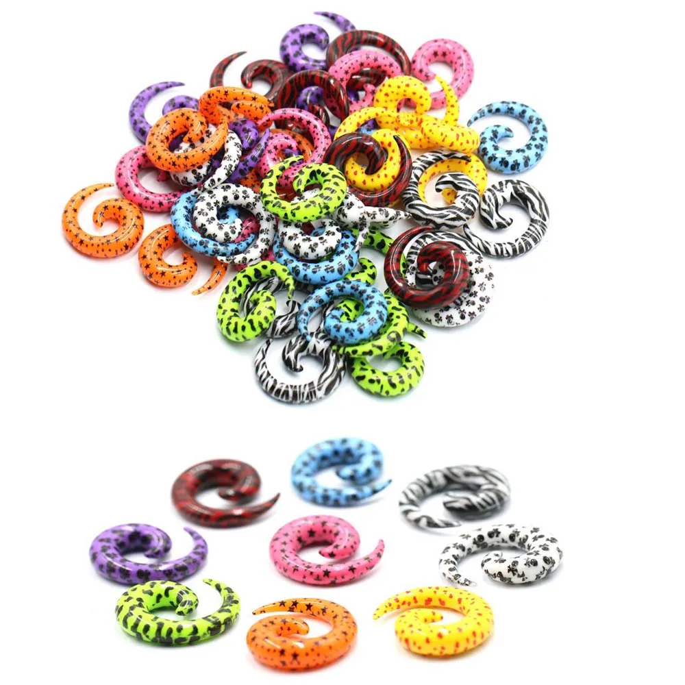 

1Piece Punk Mix Style Acrylic Spiral Taper Flesh Tunnel Ear Stretcher Expander Stretching Plug Snail Screw Piercing Body Jewelr