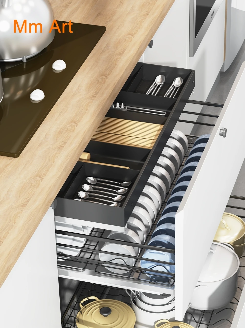 Kitchen Cabinet Tool Basket Cutlery Tray Kitchen Cabinet Removable Partition