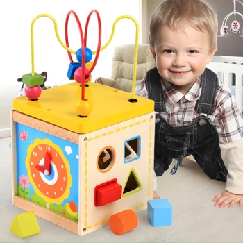 

Children Toy Box Early Learning Intellectual Development Parenting Math Wooden Toy Multi-function Puzzle Round Bead Treasure