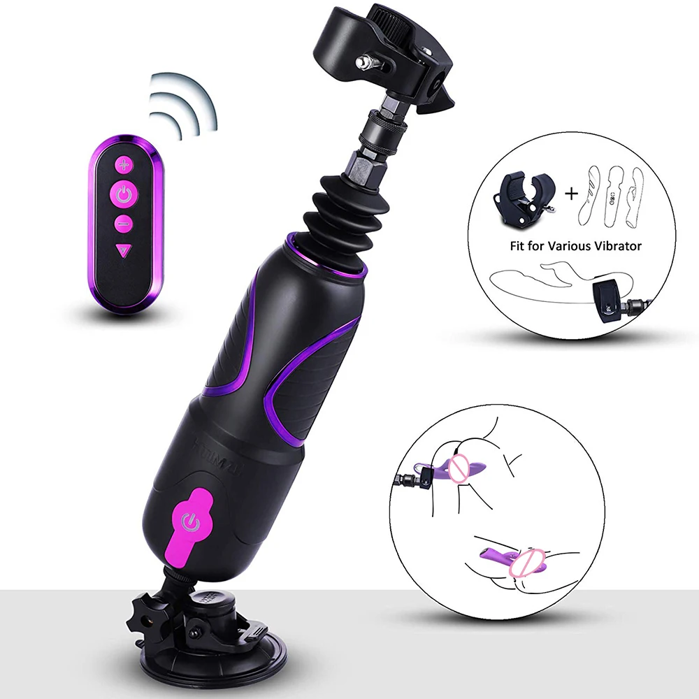 G-Spot Vibrator Sex Machine with Suction Cup, Hismith KlicLok Pro Traveler Replaceable Thrusting Dildo with Remote Controller 1