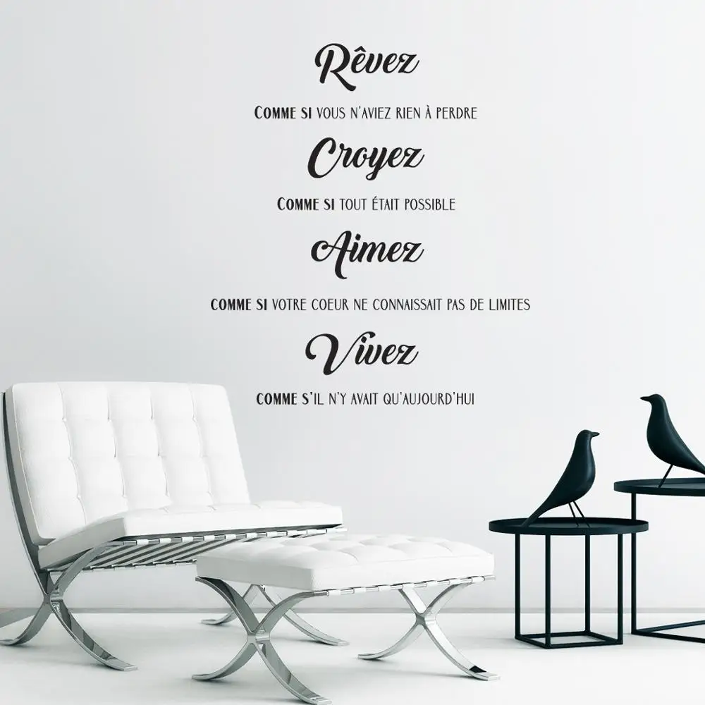 Stickers Citation Revez Croyez Aimez Vivez Vinyl Wall Art Decal Living Room Home Decor Poster Wall Decor House Decoration Wall Stickers Aliexpress