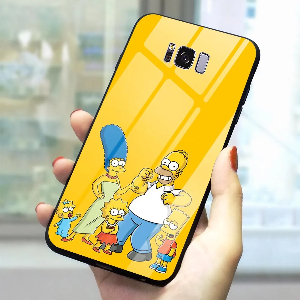 

Phone Case For Galaxy A60 Cartton The Simpsons Tempered Glass Cover Note 8 9 S7 Edge S8/S9 Plus S10 A10/20/30/40/50/70 M40