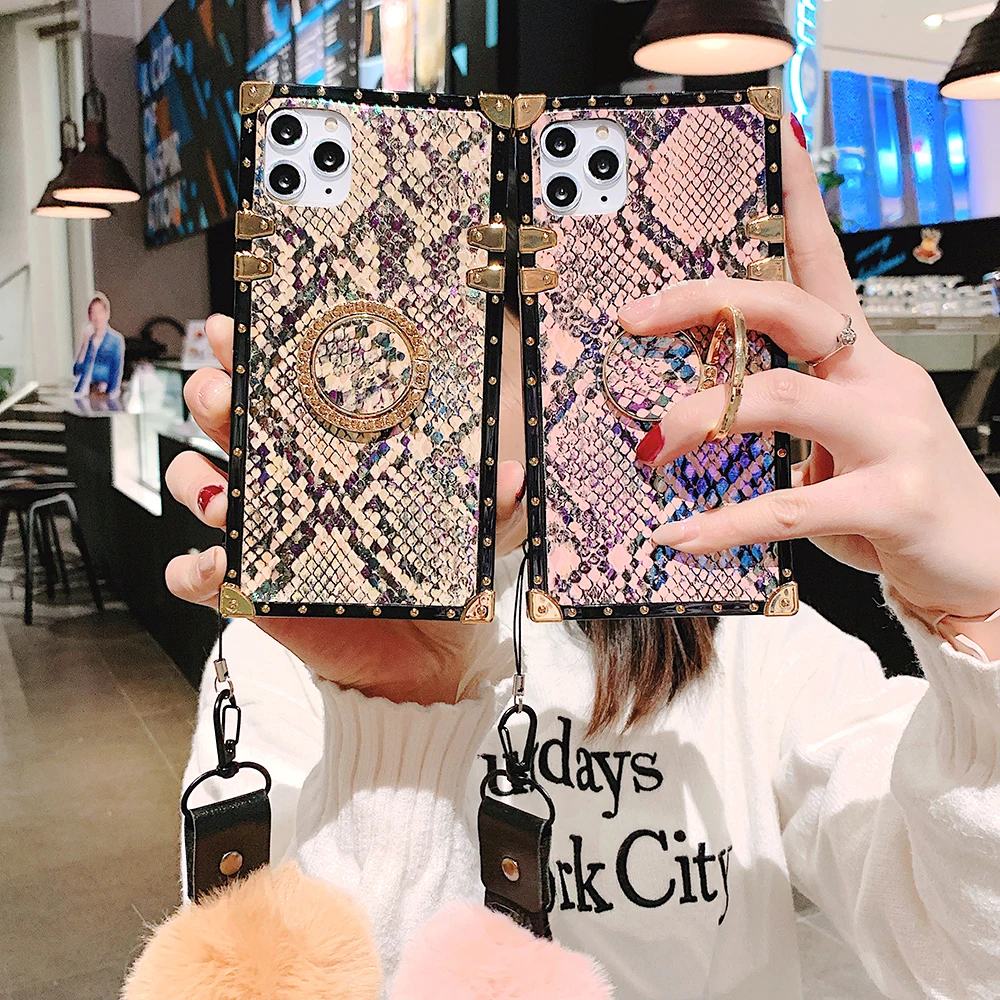 Snake Skin Case For Samsung Note10 Plus S10e S10 Plus S9 S8 Note9 Note8 A10 A20 A30 A50 A70 M20 M30 Square Gradient Color Case (9)