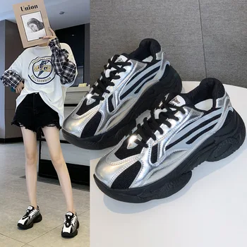 

Fashion Chunky Sneakers for Women Height Increasing Trainers Platform Dad Sneaker Patchwork Mesh Breathable Sport Running Shoes