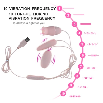 Tongue Vibrator 10 Modes USB 3in1 Vibrating Egg G-spot Massage Oral Licking Clitoris Stimulator Erotic Adults Sex Toys for Women 2