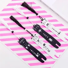 Прекрасный мультфильм кошка деревянные закладки книги креативный черный белый цветная Закладка книжка с кисточкой страница канцелярские принадлежности для студентов подарок