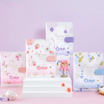 

Kawaii Fruit PU Magnetic Button Handbook 36K Creative Learning Office Literature and Art Note Handbook Notebook