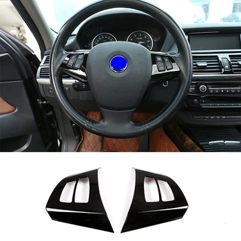 

Car Accessories Glossy Black ABS Chrome Steering Wheel Button Decorative Frame Cover Trim For BMW X5 E70 & X6 E71 2008-2013