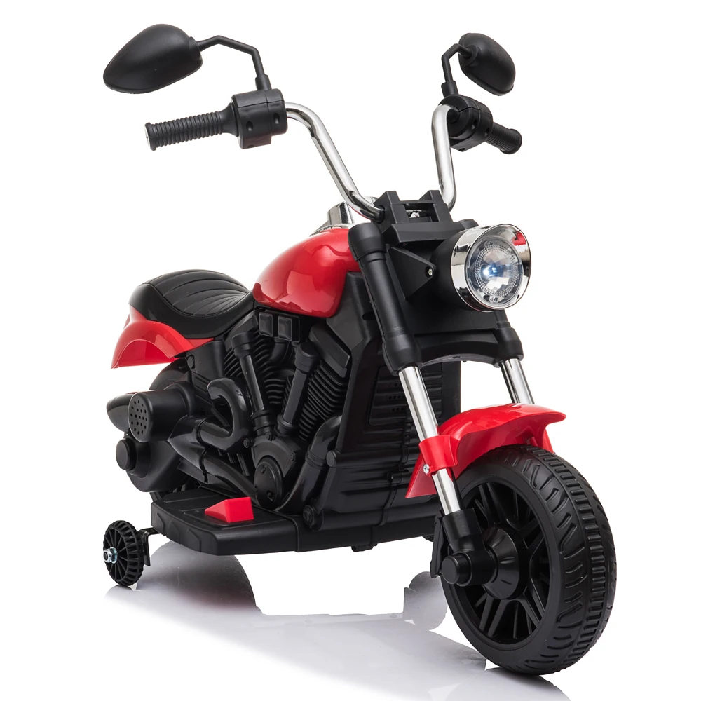 

Kids Electric Ride On Motorcycle With Training Wheels 6V Red