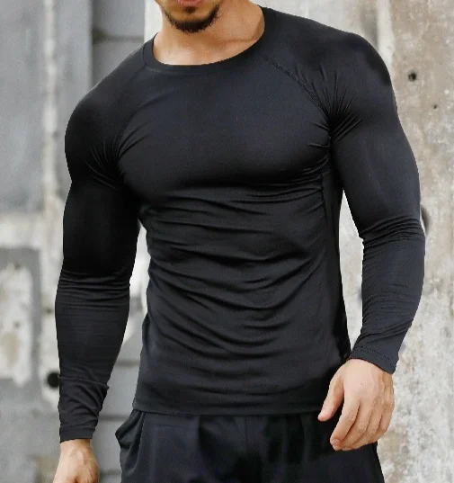 Men Quick Dry Fitness Tees Outdoor Sport Running Climbing Long Sleeves Tights Bodybuilding Tops Gym Train Compression T-shirt 15