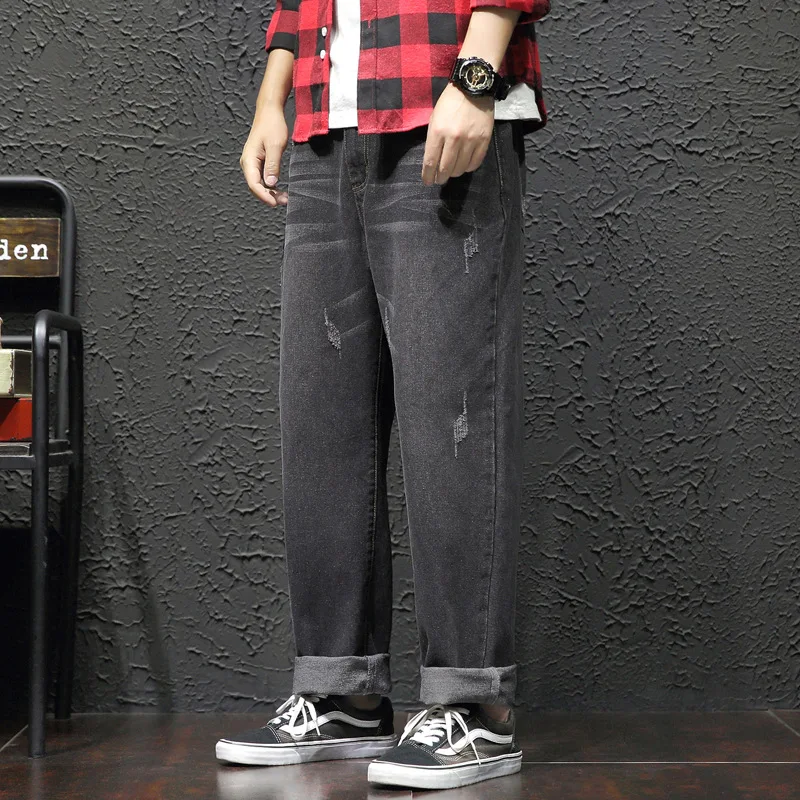 

Large Size 2019 Autumn New of Origional Tile Wall Wide-Leg Big Trouser Legs Casual Loose-Fit Jeans Trousers