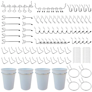 

130 Piece Pegboard Hooks, 13 Different Types of Peg Board Hooks Will Not Fall Out, for Garage, Workbench, Kitchen