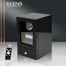 Одиночный намоточный деревянный ящик чехол для хранения с фортепиано отделка довольно мотор для автоматических часов с светодиодный светильник с дистанционным управлением