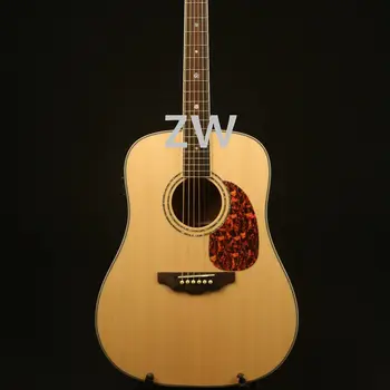 

Handmade General D Style Electric Acoustic Guitar 3A Grade Solid Spruce Top Abalone Inlay Sound Hole Great Job Bone Nut&Saddles