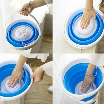 

Foldable Mini Washing Machine Rotating Ultrasonic Turbines Washer USB Charging Laundry Clothes Washer Cleaner for Home Travel