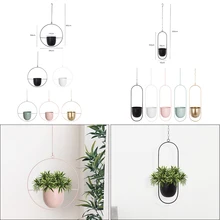 Nordic Hanging Metal Iron Plant Flower Pots Holder Garden Balcony Succulent Wall Mount Hanger Swinging Basket Bedroom Decoration
