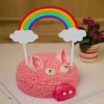 

Colorful Rainbow Cake Inserts Desserts Birthday Party Cloud Inserts Flags