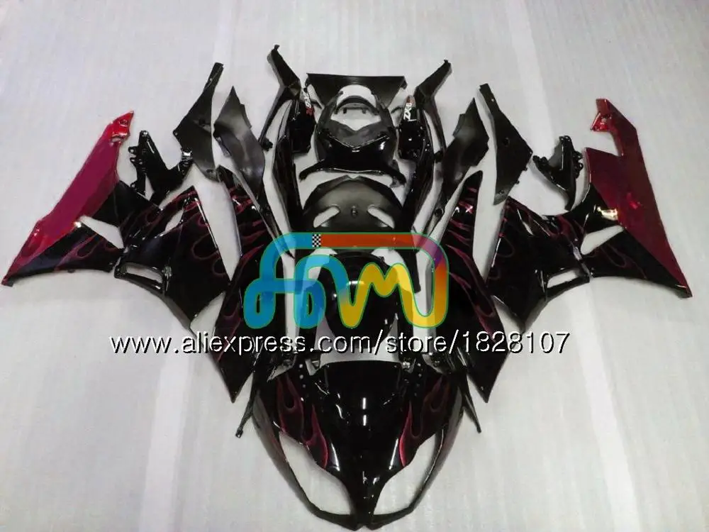 Корпус для KAWASAKI ZX636 ZX600 ZX-6R ZX 6R ZX 636 600CC 9BS. 0 ZX-636 ZX6R 09 10 11 12 2009 2010 2011 2012 обтекатель зеленого, красного, черного цвета - Цвет: No. 9 Red flames