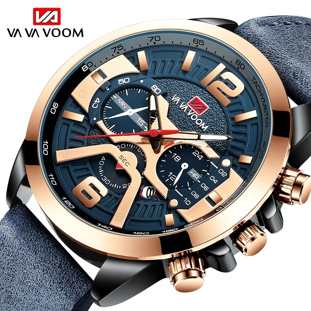 

2020 new fashion men's watch, equipped with leather top brand luxury sports chronograph quartz watch, men's Relogio Masculino