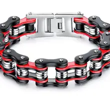 XAMS праздничные подарки черный серебряный красный тяжелый 17 мм 8,66 ''мотоцикл цепь браслет из нержавеющей стали Байкер мужской браслет